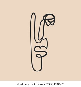 Resumen Cubismo de cara lineal. Sencillo logotipo de belleza mínimo. Dibujo continuo de líneas. Diseño de moda vintage para afiches, volantes, impresos, tarjetas. camiseta. 