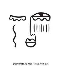 Abstract Cubism linear face. Simple minimal beauty logo. Continuous line drawing. Vintage trendy design for poster, flyer, print, card. t-shirt. 