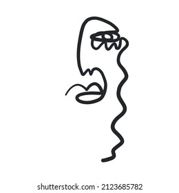 Resumen Cubismo una cara de línea continua. Retrato mínimo simple. Diseño de moda vintage para afiches, volantes, impresos, tarjetas. camiseta. 