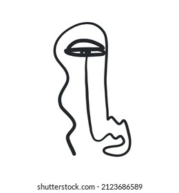 Abstract Cubism one continuous line face. Simple minimal portrait. Vintage trendy design for poster, flyer, print, card. t-shirt. 