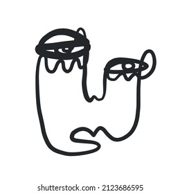 Resumen Cubismo una cara de línea continua. Retrato mínimo simple. Diseño de moda vintage para afiches, volantes, impresos, tarjetas. camiseta. 