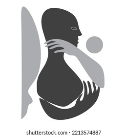 Abstract cubism.Surrealism. Trendy line art surreal face cubism modern art. Portrait in modern abstract style. Hand drawn vector illustration. 