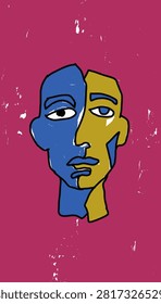 Abstract Cubist Split Face Vector for Psychology Podcast Covers