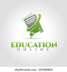 concepto de diseño de cum abstracto en línea Plantilla de diseño del logotipo vectorial de la Academia