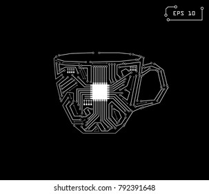 Abstract cup, circuit board, vector illustration, eps 10