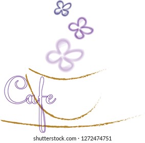 abstract cup of coffee with flowers