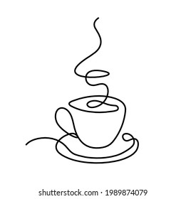 Abstract cup as continuous lines drawing on white as background. Vector