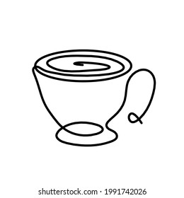 Abstract cup as continuous lines drawing on white as background. Vector