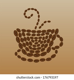 abstract cup lined with a drink of coffee beans