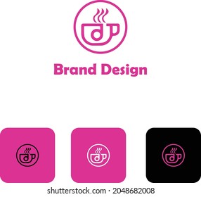 Abstract cup logo design template, coffee or tea logos in pink color