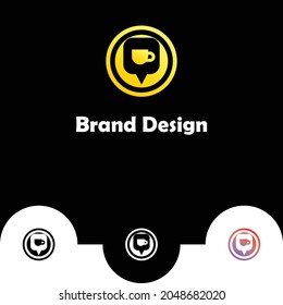 Abstract cup logo design template, coffee or tea logos in yellow color