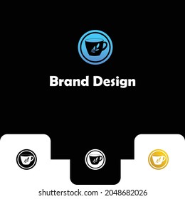 Abstract cup logo design template, coffee or tea logos in blue color
