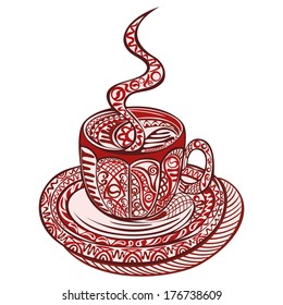 Abstract cup with ornamental design elements isolated