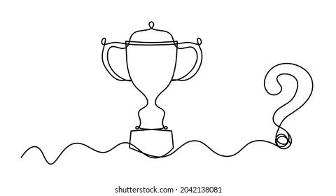 Abstract cup with question mark as continuous lines drawing on white  background. Vector