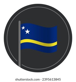 Abstract Curacao Flag Flat Icon in Circle Isolated on White Background