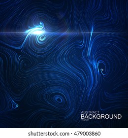 Abstract curl background with swirled shiny stripes and lens flare light effect. Vector illustration of swirled stripes background. Abstract illuminated background