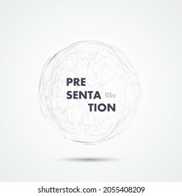 Abstract curl sphere with stripes. Vector ball with lines background. Circle chaotic texture design
