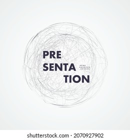 Abstract curl sphere with stripes. Vector ball with lines background. Circle chaotic texture design