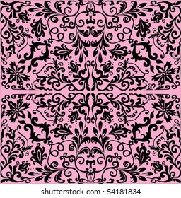 abstract curled black pattern on pink background