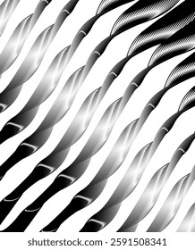 abstract curled in a roll black paper ribbon background design.