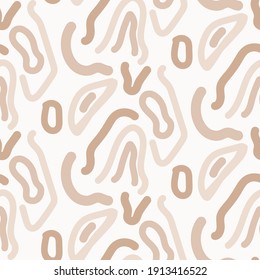Abstract curled strokes shapes seamless pattern. Background for paper wrap, textile, package and print vector design.