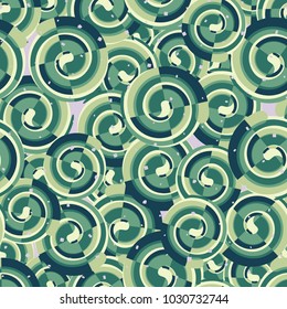Abstract curls are divided into four sections in a chaotic order. Seamless texture.