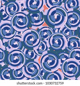 Abstract curls are divided into four sections in a chaotic order. Seamless texture.
