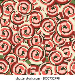 Abstract curls are divided into four sections in a chaotic order. Seamless texture.
