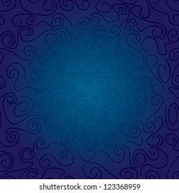 abstract curls seamless background in blue. vector eps10