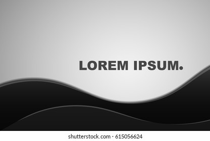 Abstract curly background with black, dark wavy stripes. Shining bands from below. Banner for web sites. Empty space for text