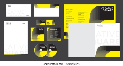 Abstrakte, locker geblätterte Square-Form Moderne Corporate Business Identity Stationary