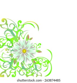 Abstract Curly Daisy Composition for your design. Camomile. Vector