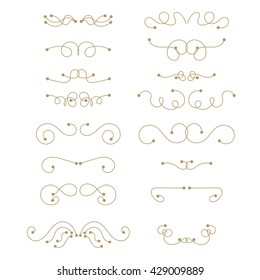 Abstract curly design element set isolated on white background. Dividers. Swirls. Vector illustration.