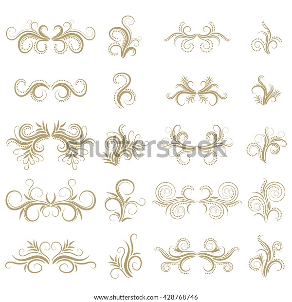 Abstract curly design
element set isolated on white background. Dividers. Swirls. Vector
illustration.