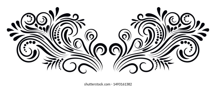 Abstract curly element for design, swirl, curl, divider. Vector illustration.  