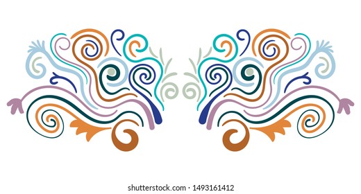 Abstract curly element for design, swirl, curl, divider. Vector illustration.  