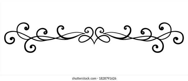 Abstract curly element for design, swirl, curl, divider. Vector illustration.