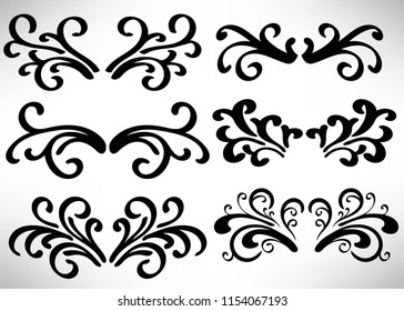 Abstract curly element set for design, swirl, curl. Divider collection. Vector illustration.