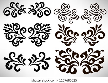 Abstract curly element set for design, swirl, curl. Vector illustration.