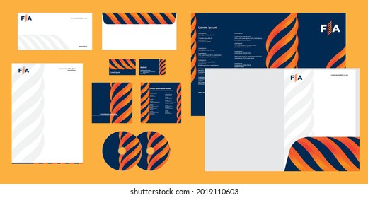 Abstract Curly Flame Wave Modern Gas Company Corporate Business Identity Stationary