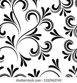 Abstract curly geometric seamless pattern. Doodle background. Vector illustration. 