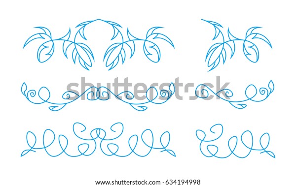 abstract curly header, dividers, hand drawn\
tuquois swirls vector\
illustration