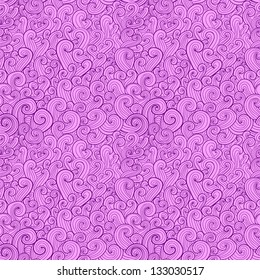 Abstract curly shapes vector seamless pattern, violet variant