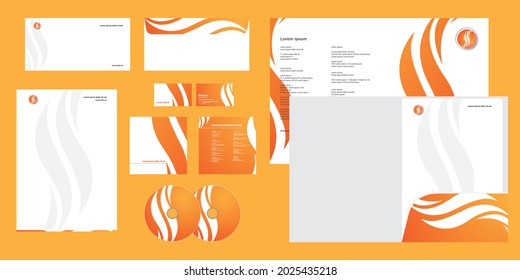 Abstract Curly Wave Fire Shapes Modern Corporate Business Identity Stationary