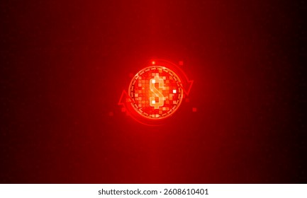 abstract currency exchange vector. dollar Money conversion price of silver falls and down dimensional web blockchain digital technology pixel background vector design