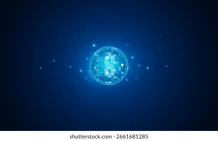 abstract currency exchange vector. dollar Money conversion three dimensional Web blockchain digital technology pixel background vector design