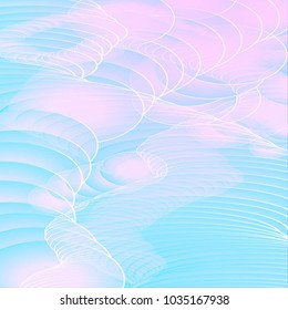 The Abstract Current Pattern with Colorful Segments. A Blue and Pink Curved Structural Texture. Vector Illustration