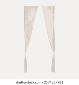 Abstract curtains with a vintage look. Curtains feature a distressed texture. Perfect for adding vintage charm with these abstract curtains. Vintage illustration isolated on white background, vector.