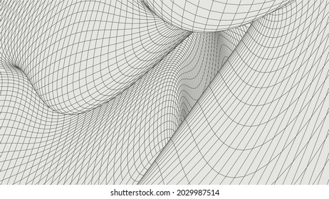 Abstraktes kurzes schwarzes Gitter. Wireframe Landschaft. Vektorarchitekturgrafik.