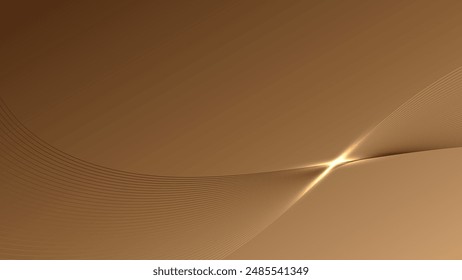 Abstract curve brown glow on dark background technology concept. Dark Brown Wave Background.